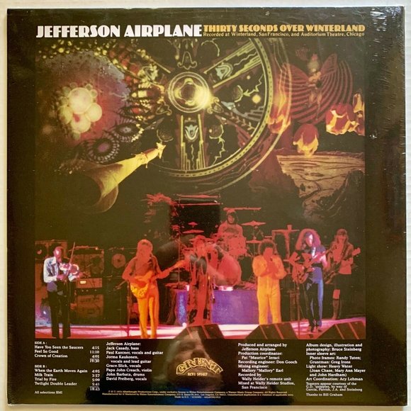 Jefferson Airplane Thirty Seconds Over Winterland LP ~ 180g Sky Blue Vinyl ~New! - Picture 4 of 4